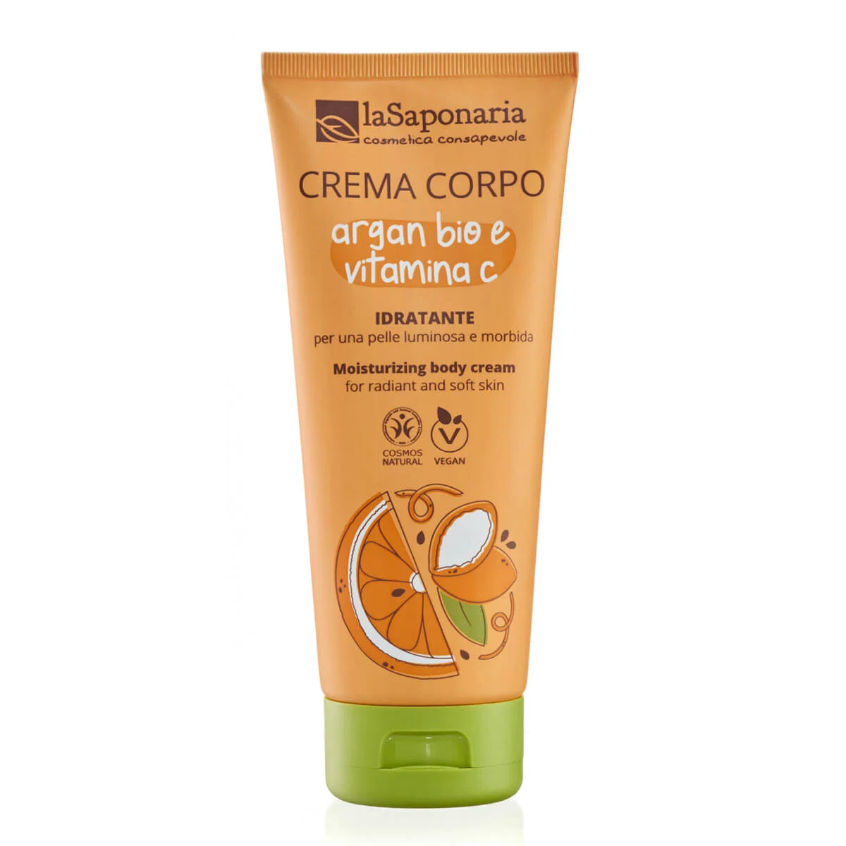 laSaponaria Crema corpo idratante con olio di argan BIO e vitamina C 200 ml - per una pelle luminosa e vellutata