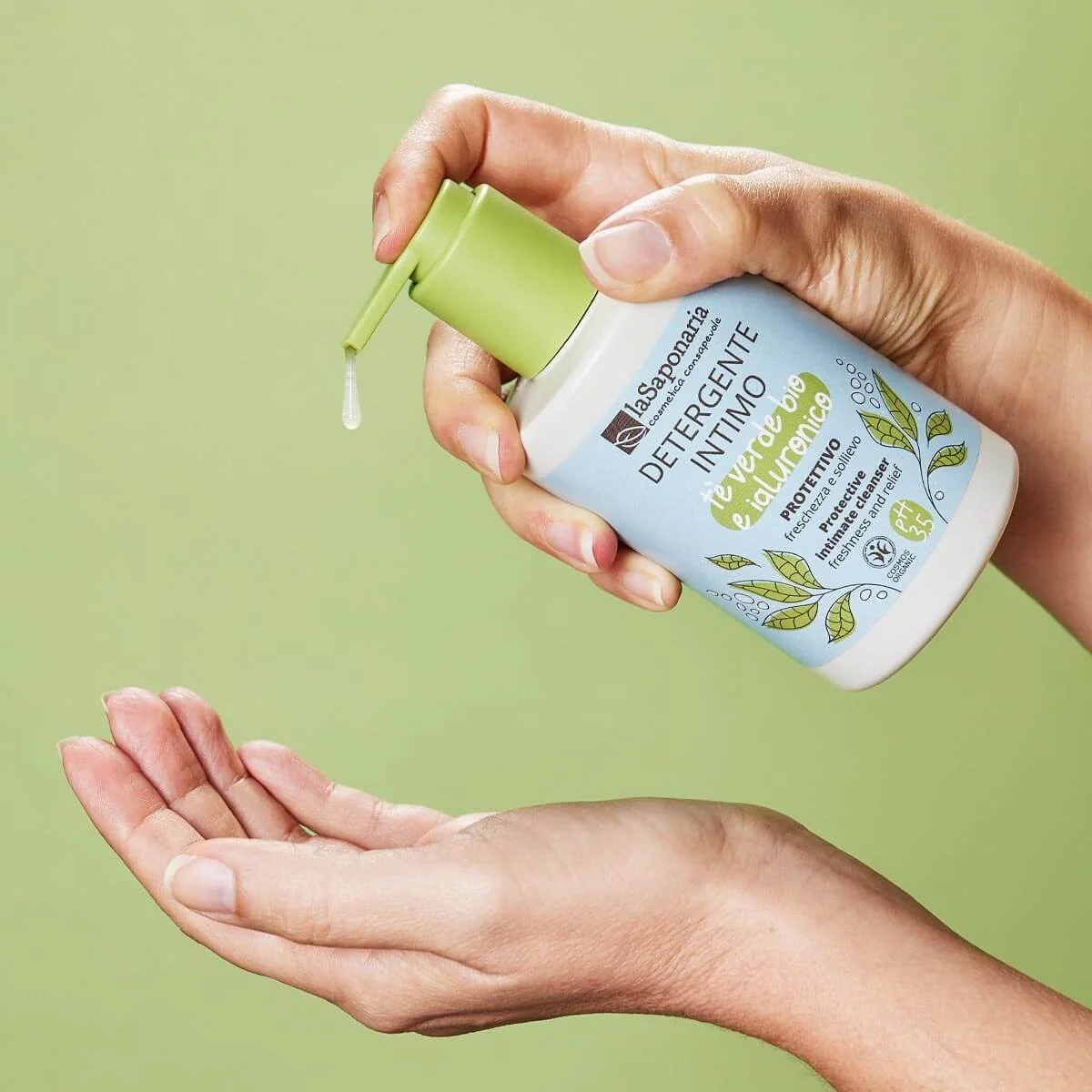 laSaponaria Gel detergente intimo protettivo con tè verde BIO (250 ml) - adatto dopo il parto e durante le mestruazioni