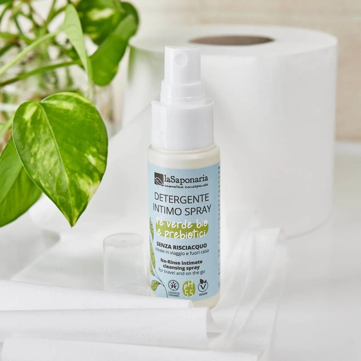 laSaponaria Spray intimo senza risciacquo con tè verde BIO (50 ml) - igiene intima rapida, ovunque e in qualsiasi momento
