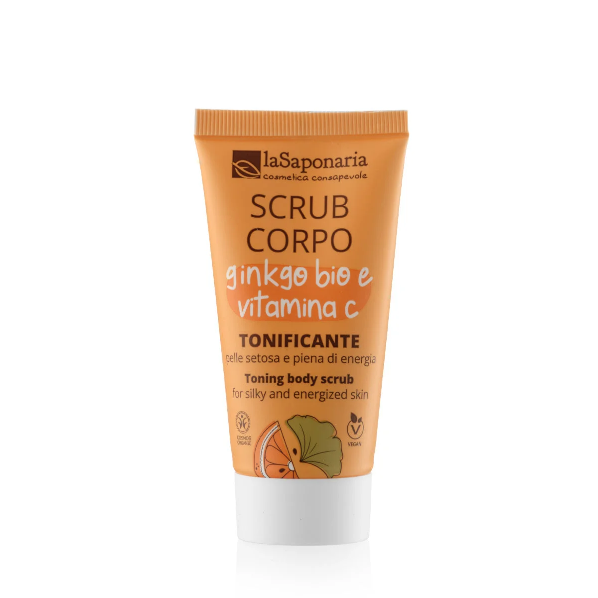 laSaponaria Scrub corpo con ginkgo biloba BIO e vitamina C 200 ml - per una pelle morbida e luminosa