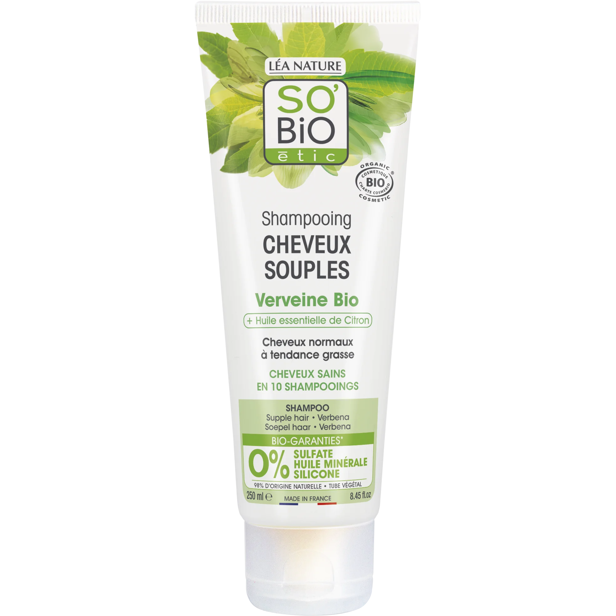 SO’BiO étic Shampoo delicato alla verbena e limone BIO (250 ml) - ideale per capelli grassi
