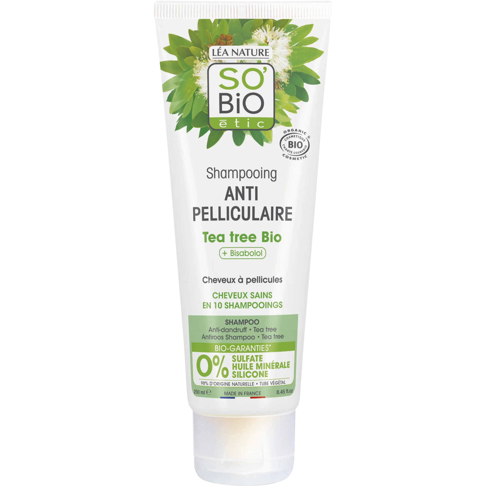 SO’BiO étic Shampoo antiforfora con tea tree e bisabololo BIO (250 ml) - con succo di aloe vera