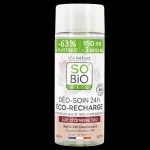 SO’BiO étic Ricarica per deodorante roll-on idratante 24 h al latte d'asina biologico (150 ml) - una ricarica sostituisce tre roll-on