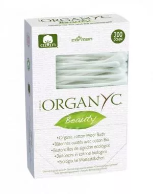 Organyc Bastoncini di cotone per le orecchie (200 pezzi) - in cotone biologico e cartone riciclato