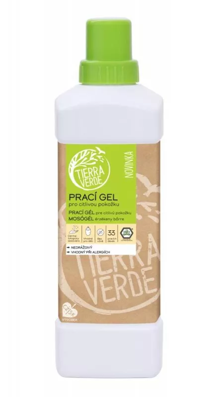 Tierra Verde Gel da bucato per pelli sensibili (1 l) - ideale per chi soffre di eczema, allergie e bambini